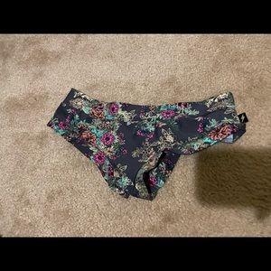 Cleo Pole Dance Shorts Gray with Pink Flowers Small